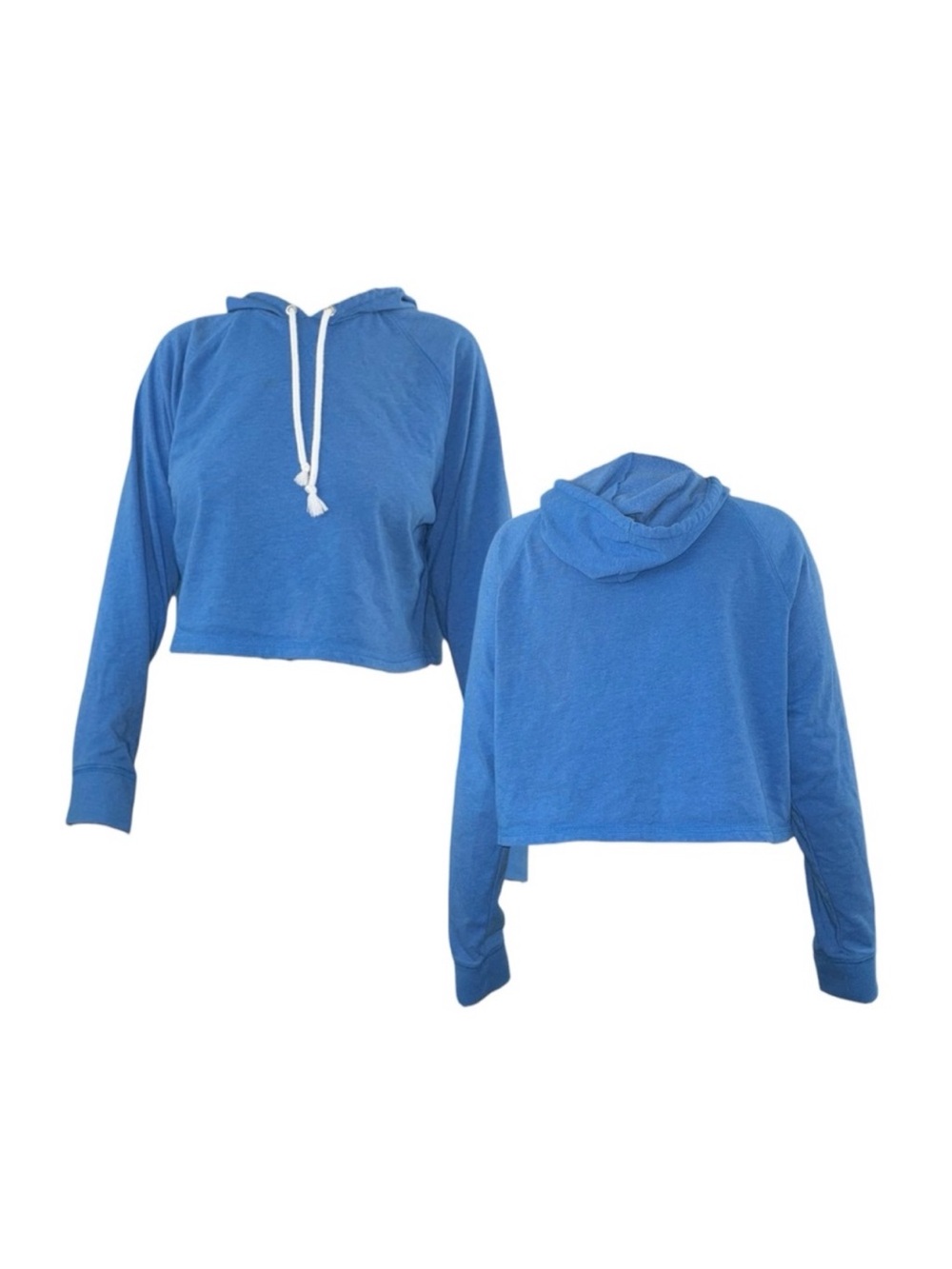 Cropped Blue Hoodie with Drawstring